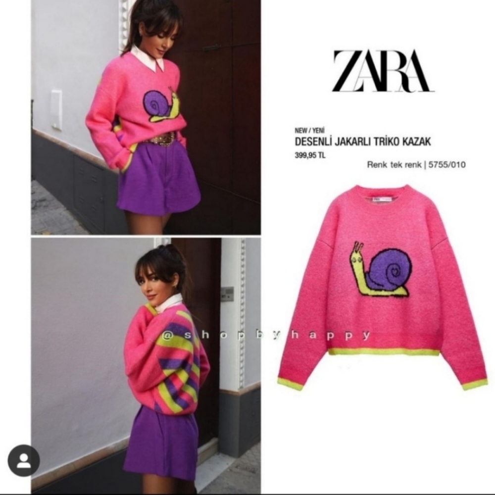 NWT ZARA *Snail Jacquard Knit Sweater - Picture 5 of 8